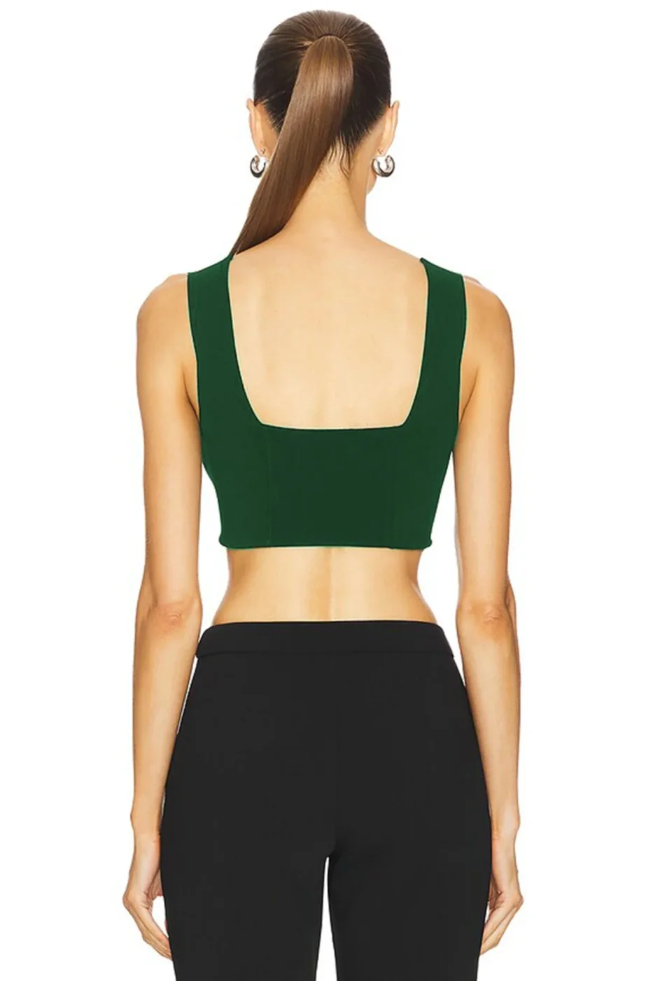 KADIN ÇİFT KAT JARSE KUMAŞ KALIN ASKILI CROP TOP — 2