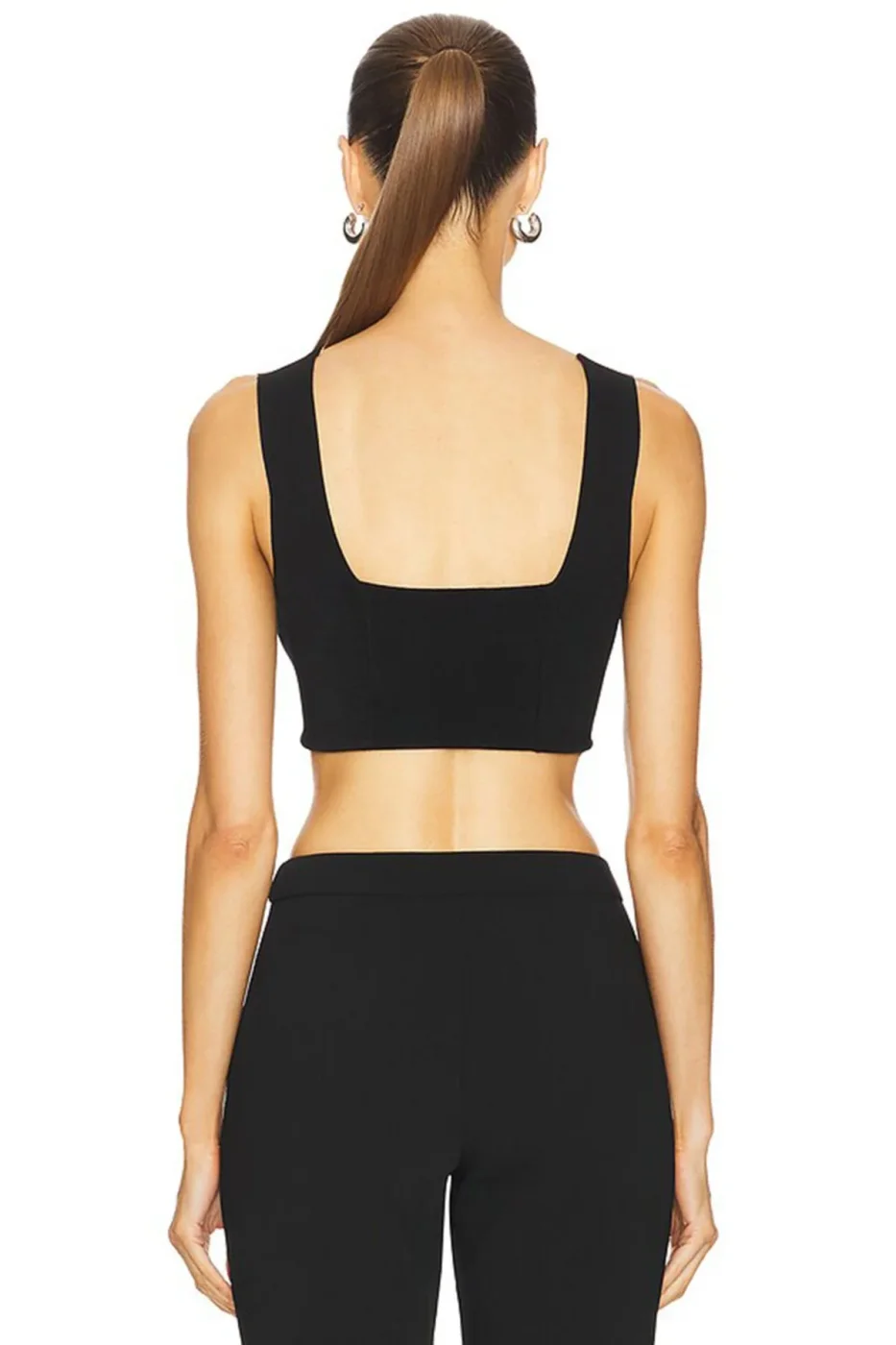 KADIN ÇİFT KAT JARSE KUMAŞ KALIN ASKILI CROP TOP — 2