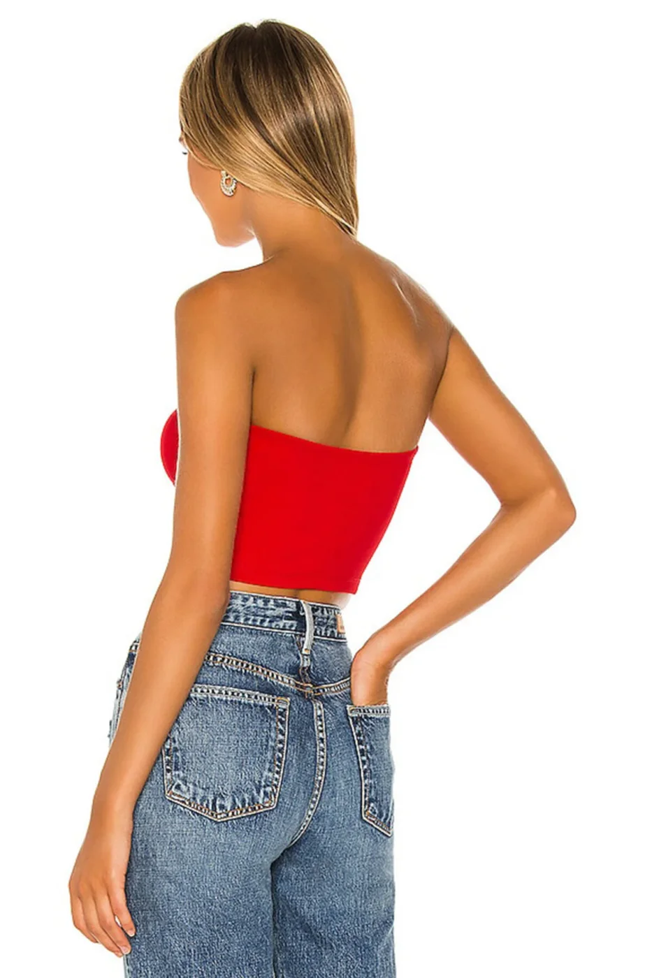 KADIN ÇİFT KAT JARSE KUMAŞ Straplez CROP TOP — 3