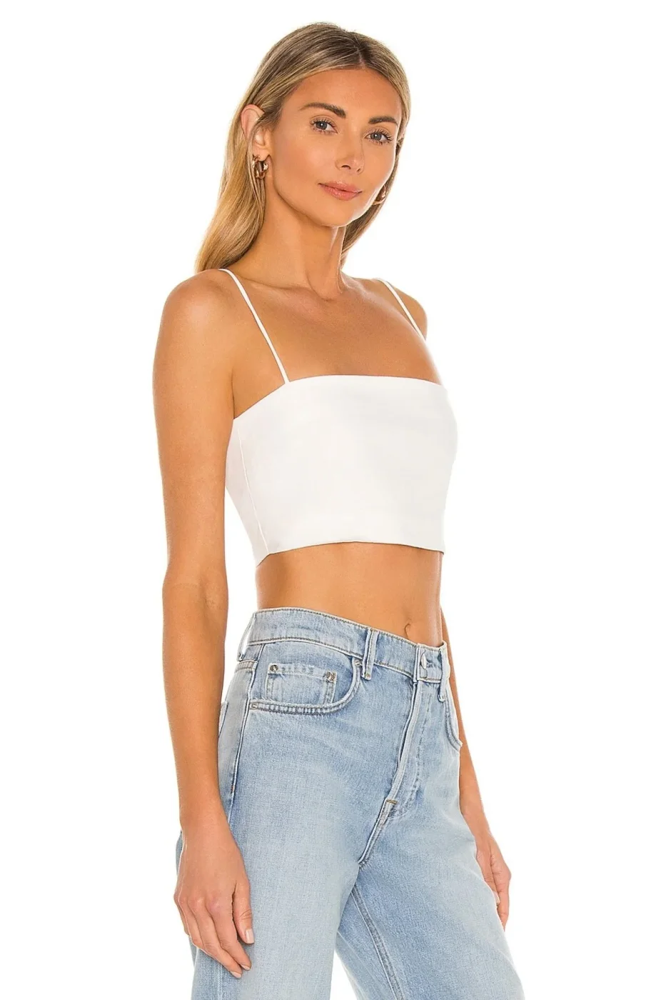 KADIN ÇİFT KAT JARSE KUMAŞ İP ASKILI CROP TOP — 2