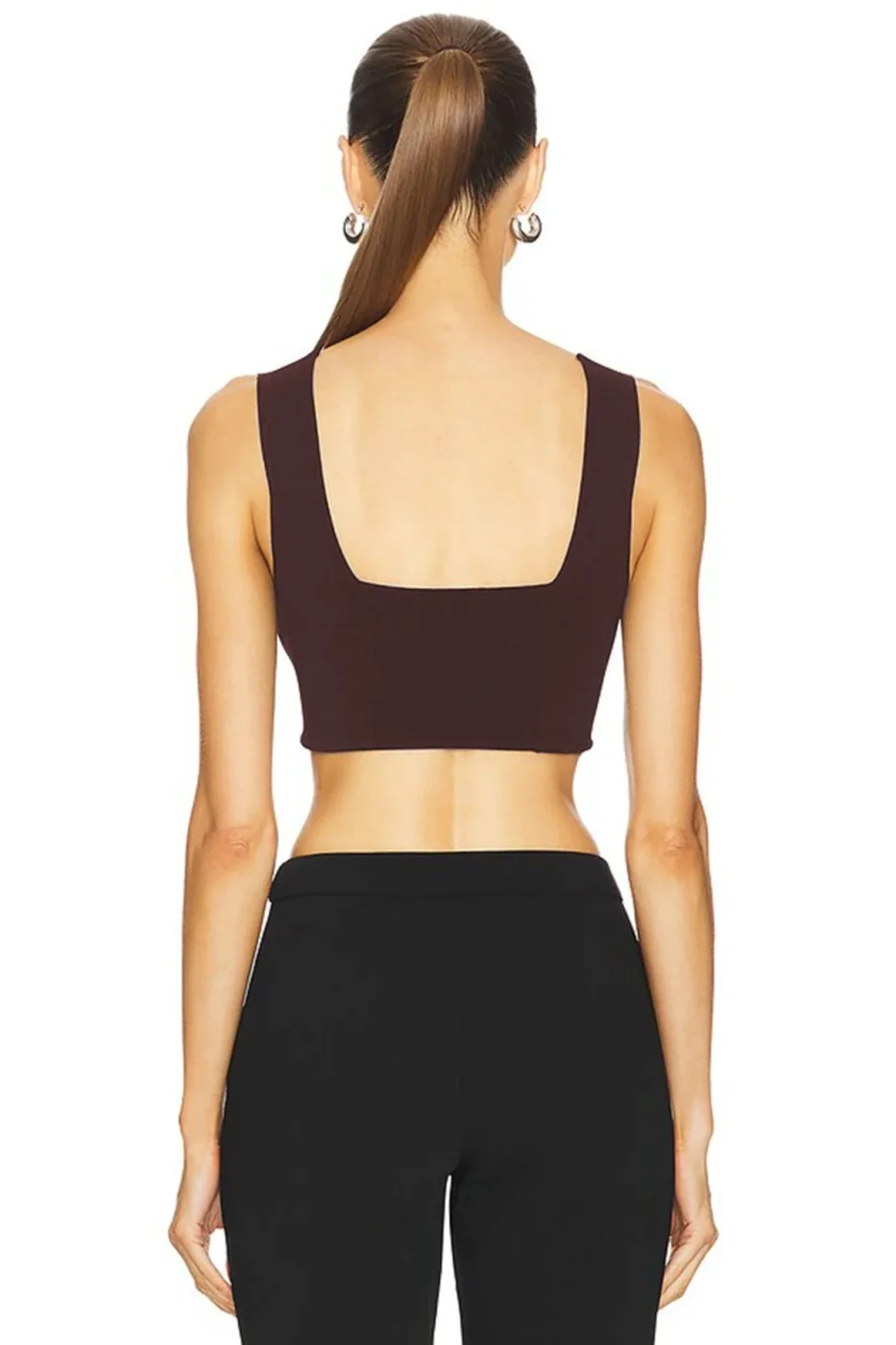 KADIN ÇİFT KAT JARSE KUMAŞ KALIN ASKILI CROP TOP — 2