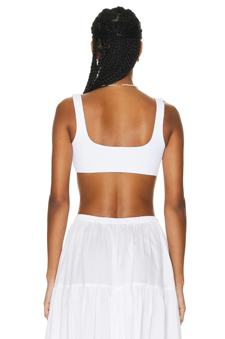 Kadın Beyaz Askılı Çift Kat Jarse Yazlık CROP TOP — 3