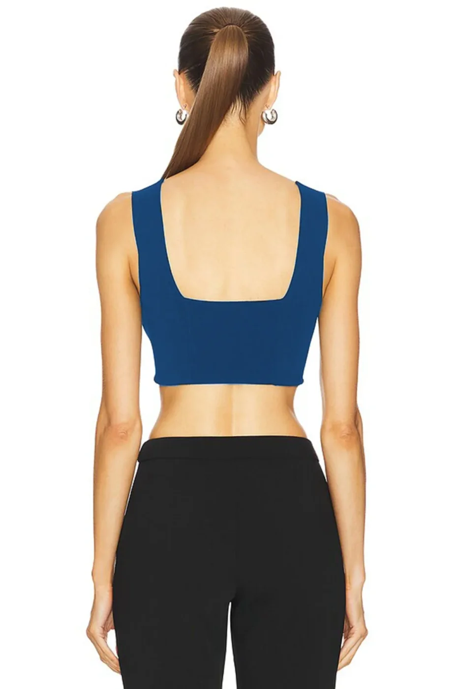 KADIN ÇİFT KAT JARSE KUMAŞ KALIN ASKILI CROP TOP — 2