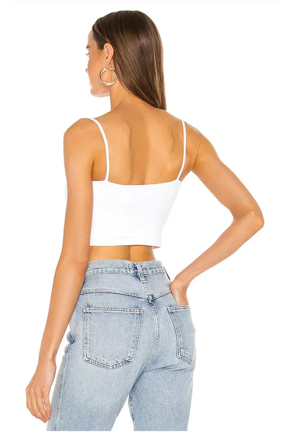 KADIN ÇİFT KAT JARSE KUMAŞ İP ASKILI CROP TOP — 2