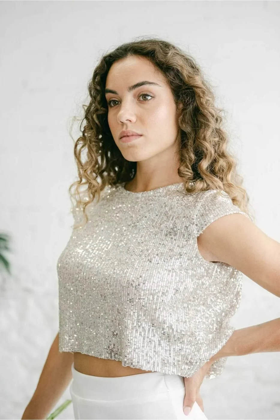 KADIN PAYET SIRT DEKOLTE CROP TOP — 2