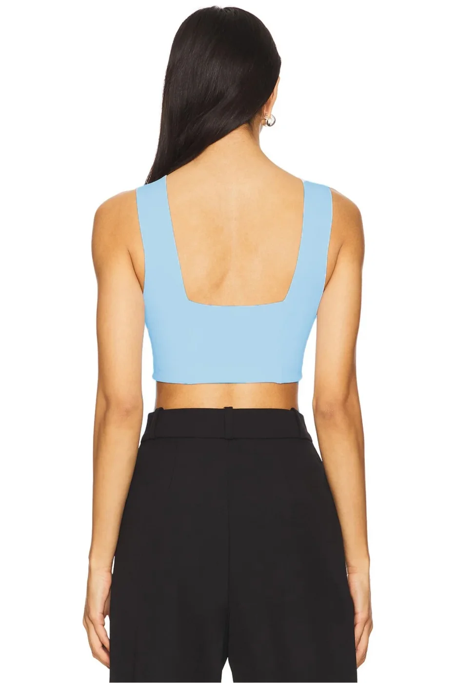 KADIN ÇİFT KAT JARSE KUMAŞ KALIN ASKILI CROP TOP — 2